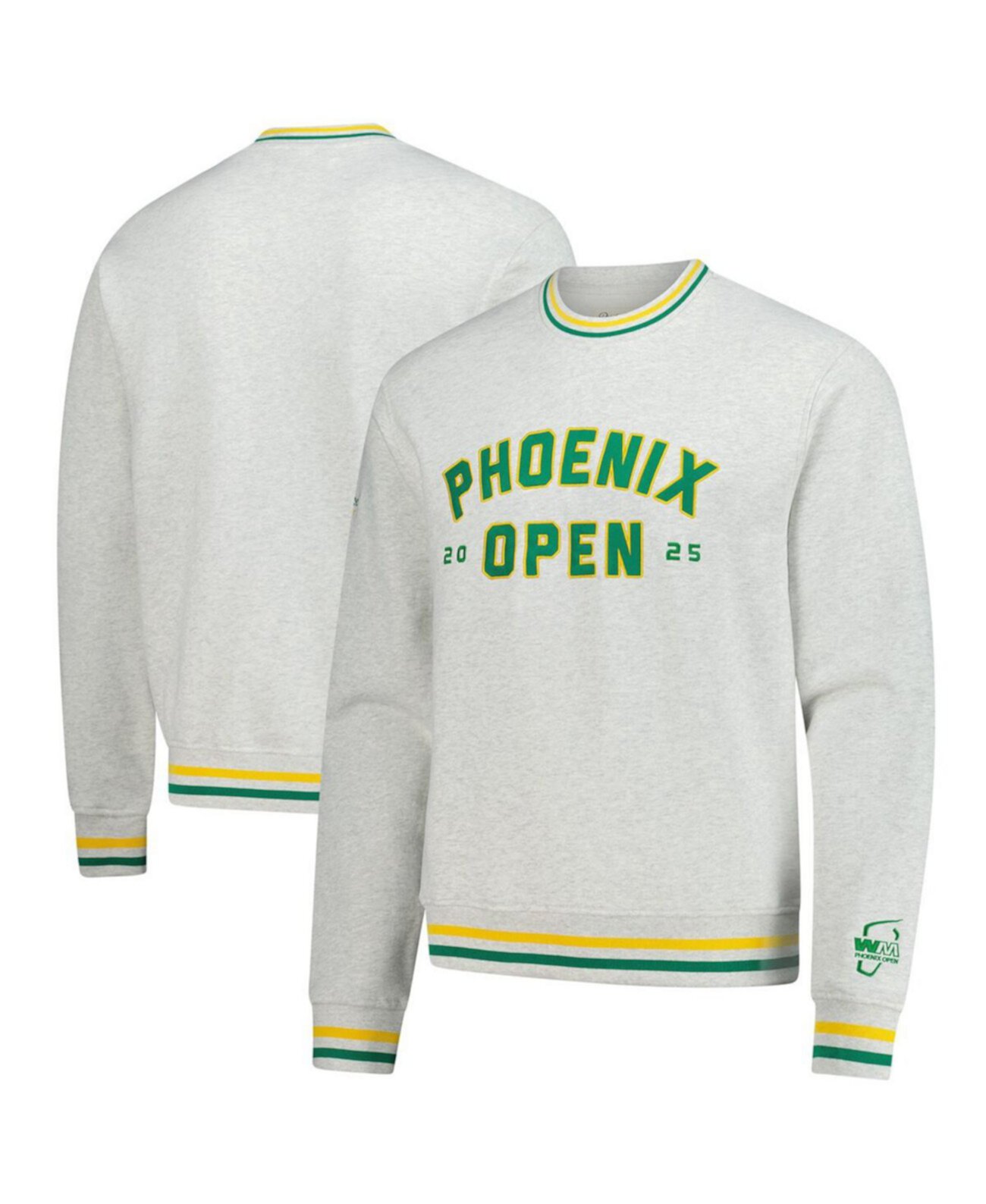 Men's Gray WM Phoenix Open Crewneck Sweatshirt Barstool Golf