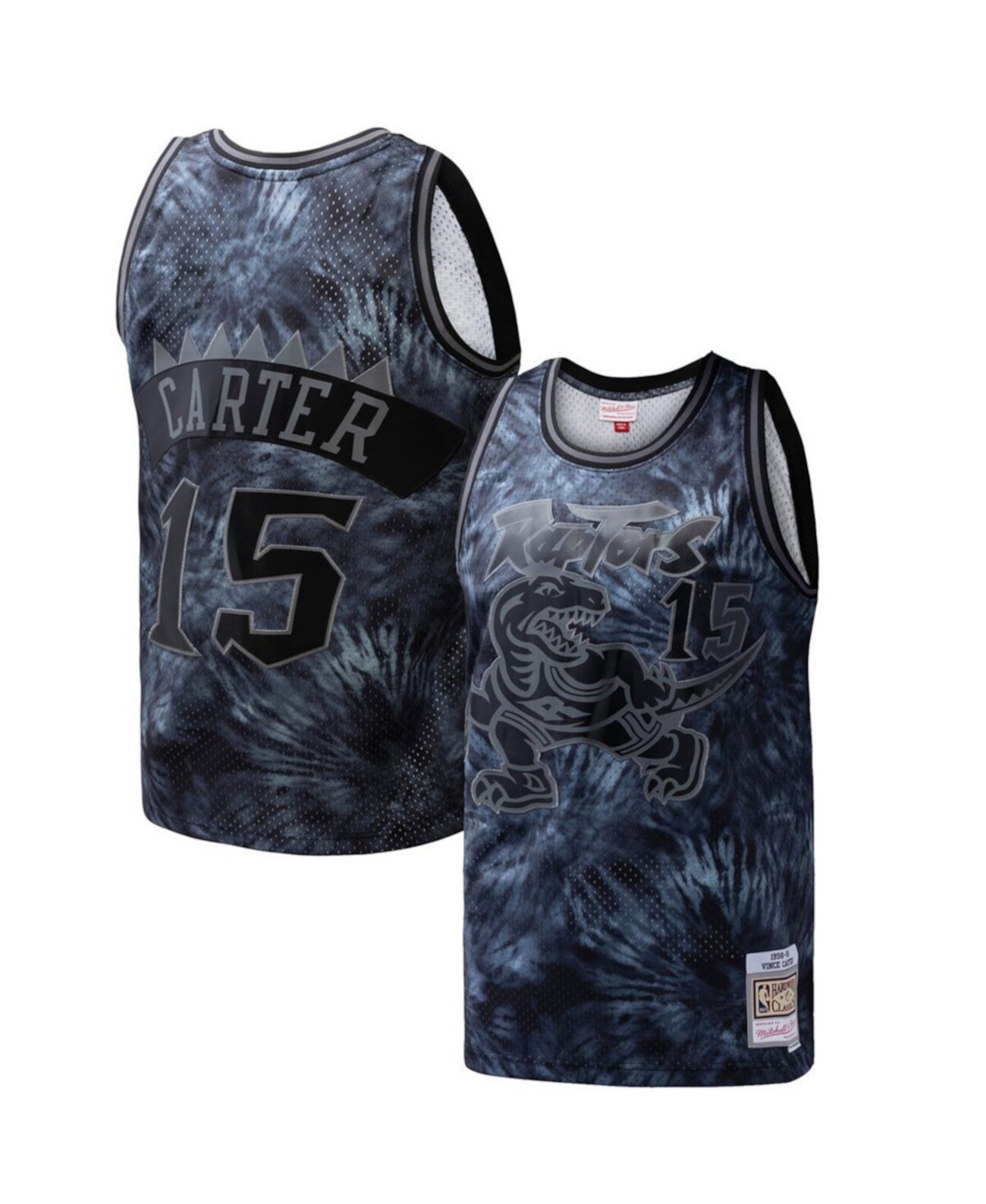 Мужская черная стильная и легкая майка Vince Carter Toronto Raptors 1998/99 Tie-Dye Swingman Mitchell & Ness