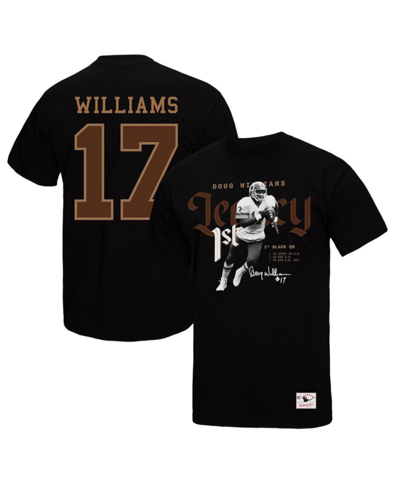 Футболка с короткими рукавами Doug Williams Washington Commanders, 100% хлопок, с графическим принтом от Mitchell & Ness Mitchell & Ness