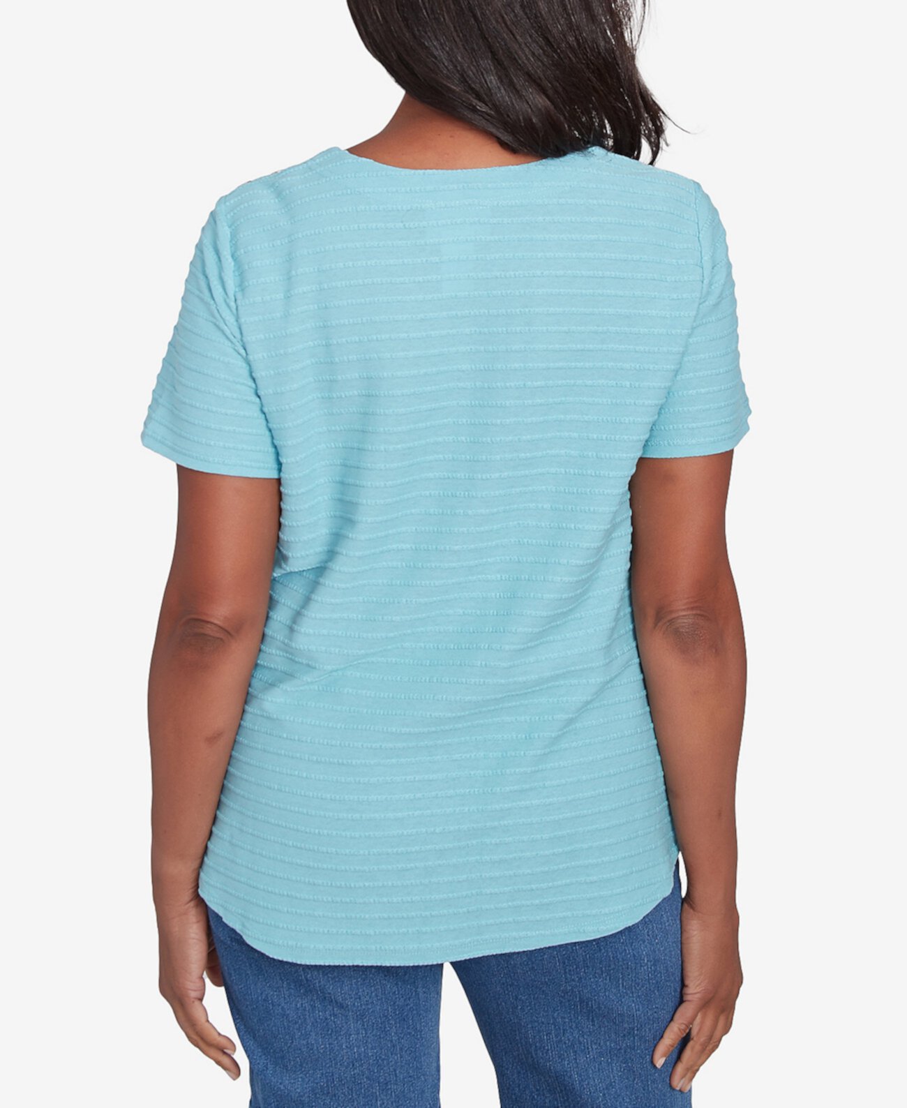 Petite Classics Solid Textured Short Sleeve T-Shirt Alfred Dunner