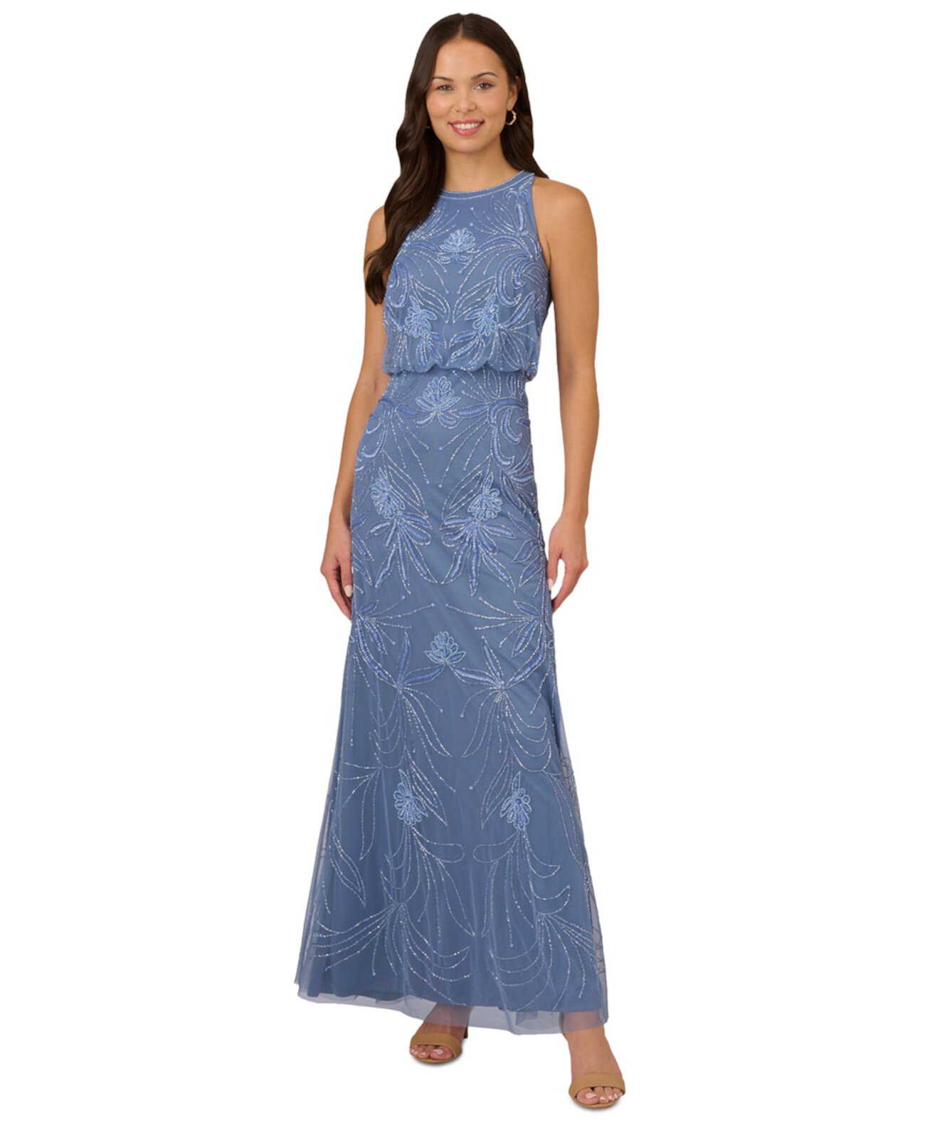 Women's Beaded Bloused-Waist Evening Gown Adrianna Papell