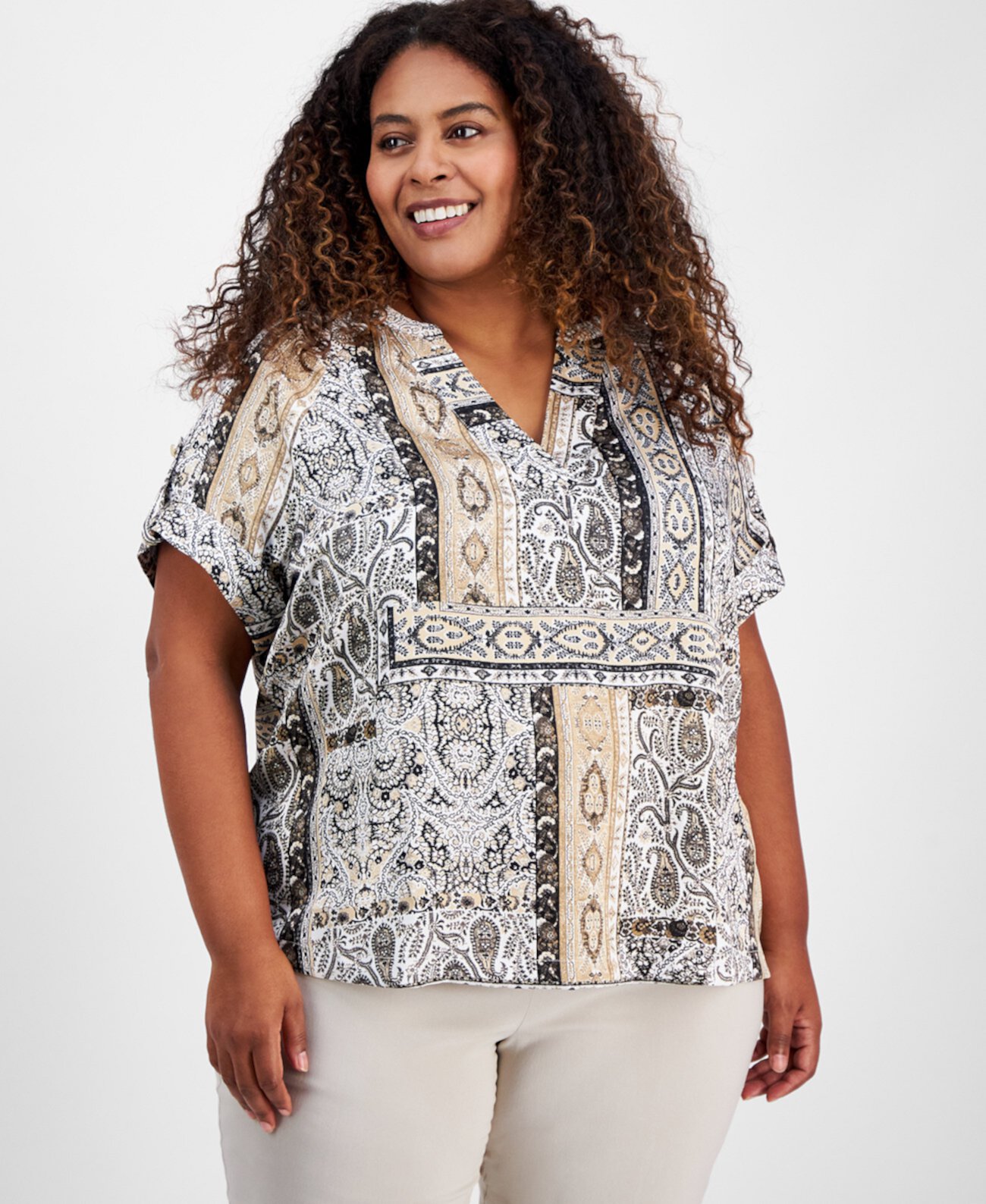 Plus Size Paisley-Print Top, Exclusively at Macy's J&M Collection