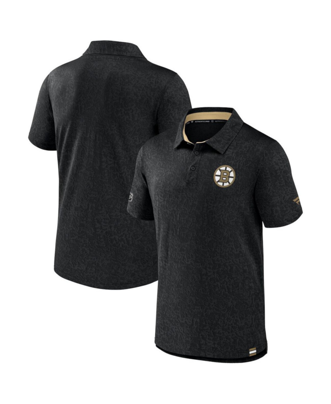 Men's Black Boston Bruins Authentic Pro Jacquard Polo Fanatics