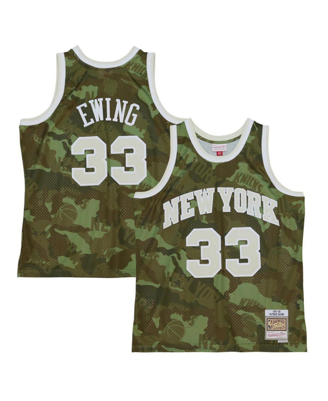 Мужская майка с камуфляжным принтом New York Knicks Patrick Ewing 1991/92, легкий сетчатый материал Mitchell & Ness