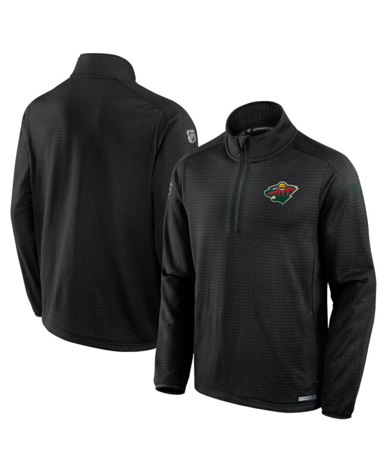 Men's Black Minnesota Wild Authentic Pro Rink Quarter-Zip Jacket Fanatics