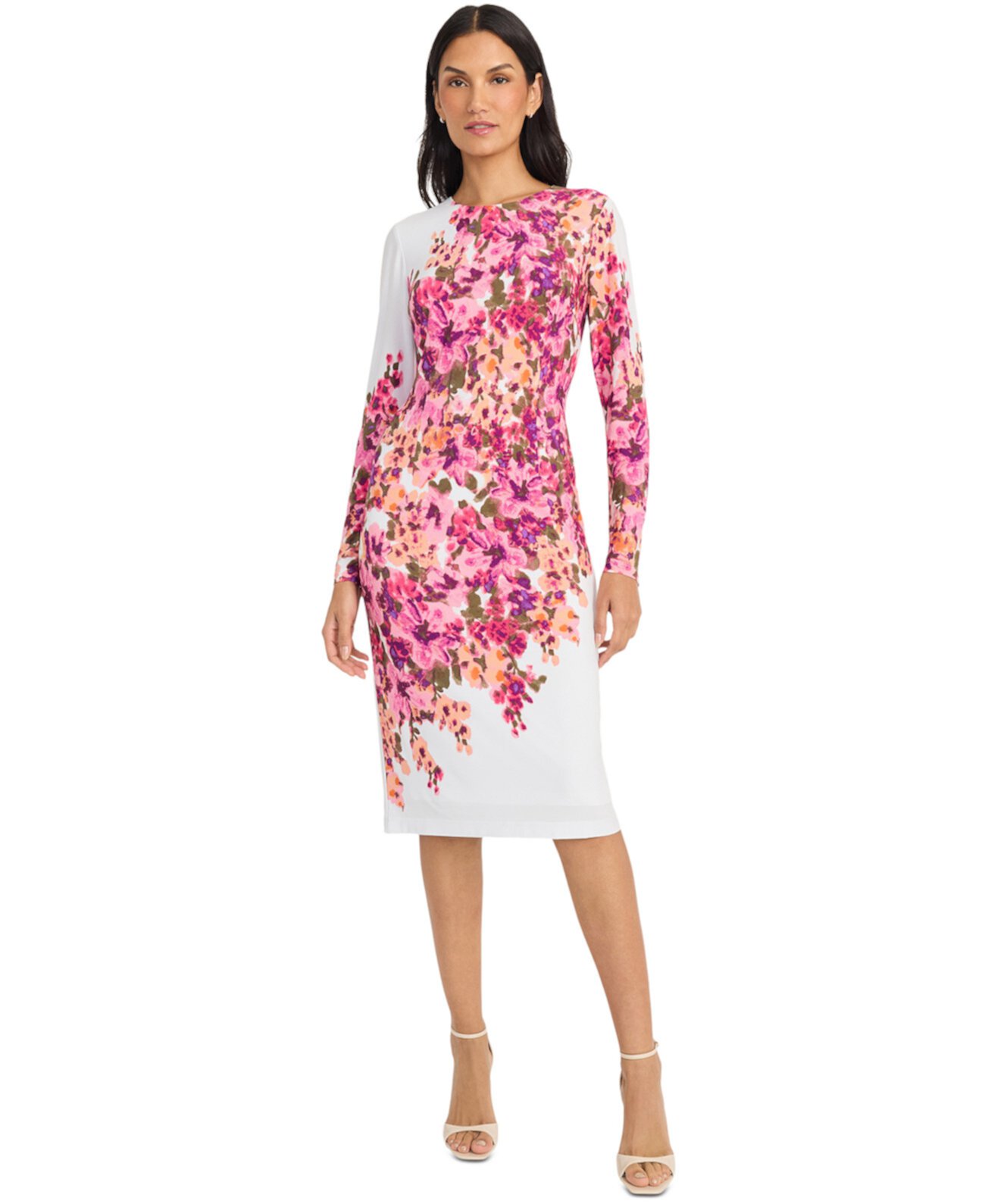 Women's Floral-Print Long-Sleeve Sheath Dress Maggy London