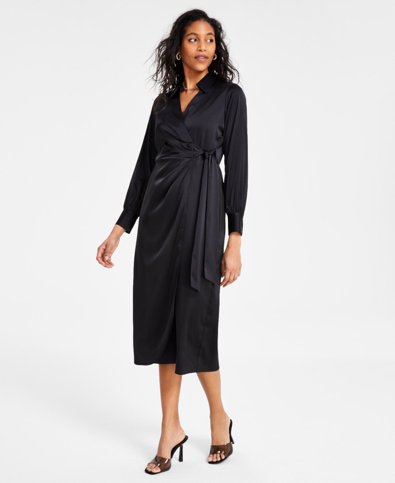 Women's Satin Tie-Front Dress, Exclusively at Macy's Bar III