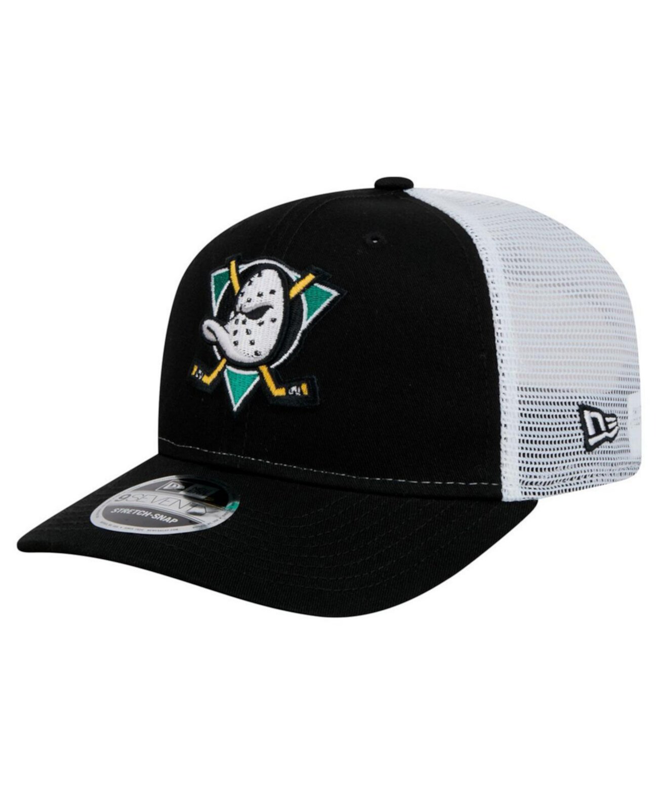 Men's Black/White Anaheim Ducks Core Trucker 9SEVENTY Stretch-Snap Hat New Era