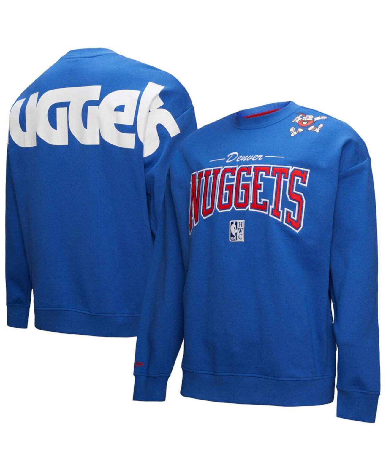 Men's Royal Denver Nuggets Hardwood Classics There Back 2.0 Vintage Pullover Sweatshirt Mitchell & Ness