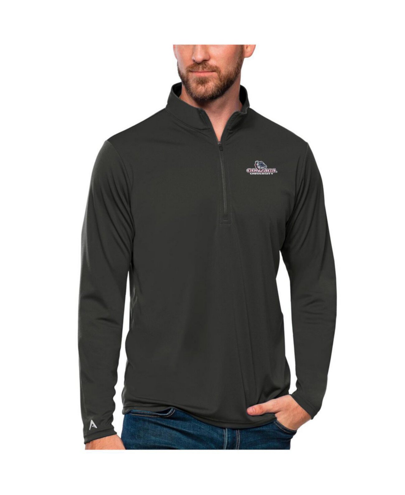 Men's Charcoal Gonzaga Bulldogs Tribute Quarter-Zip Top Antigua