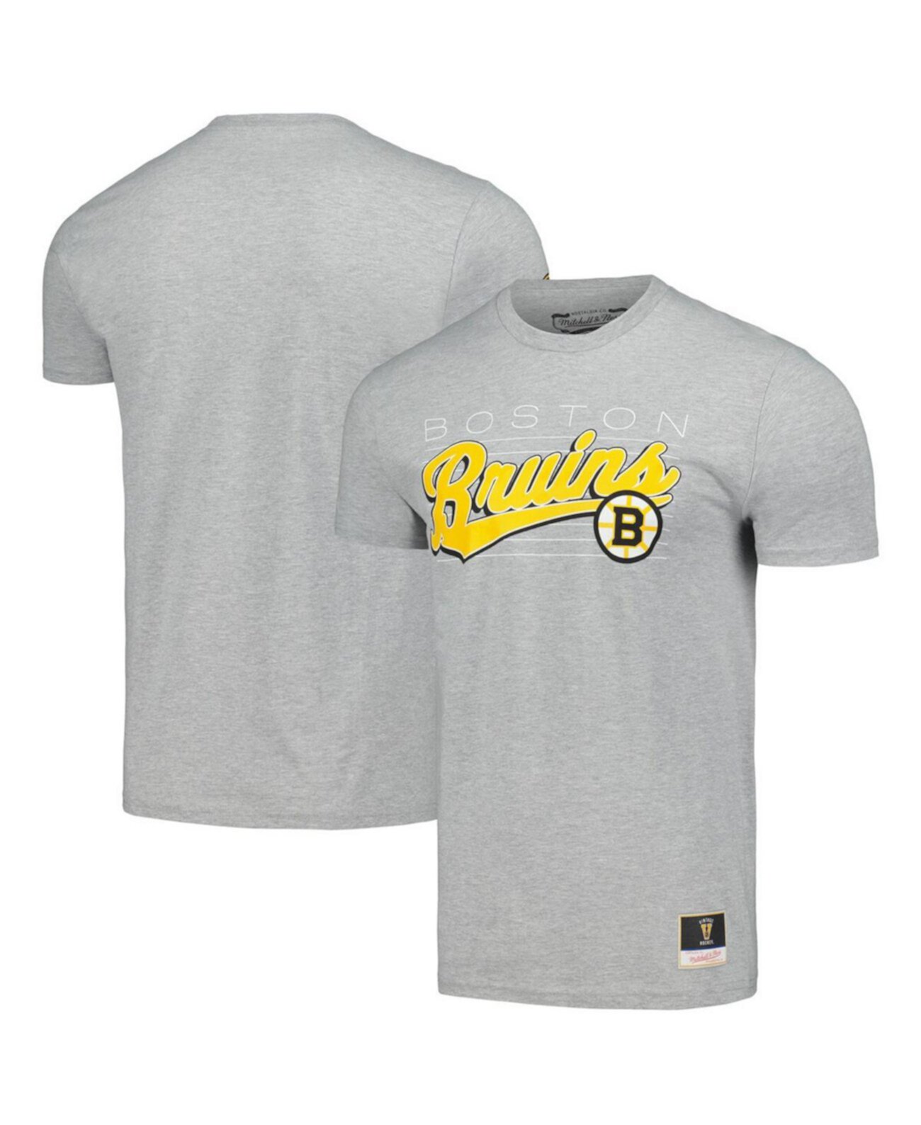 Футболка Mitchell & Ness с короткими рукавами и графикой Boston Bruins, 100% хлопка, юбилей 100 лет Mitchell & Ness