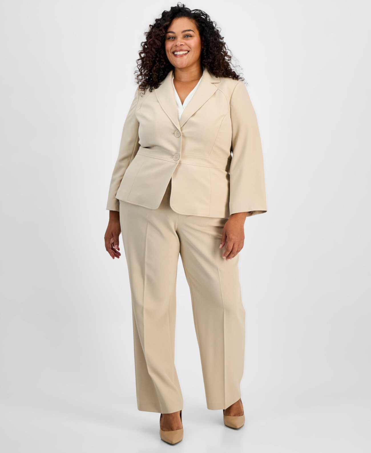 Plus Size Two-Button Jacket & Pant Suit Le Suit