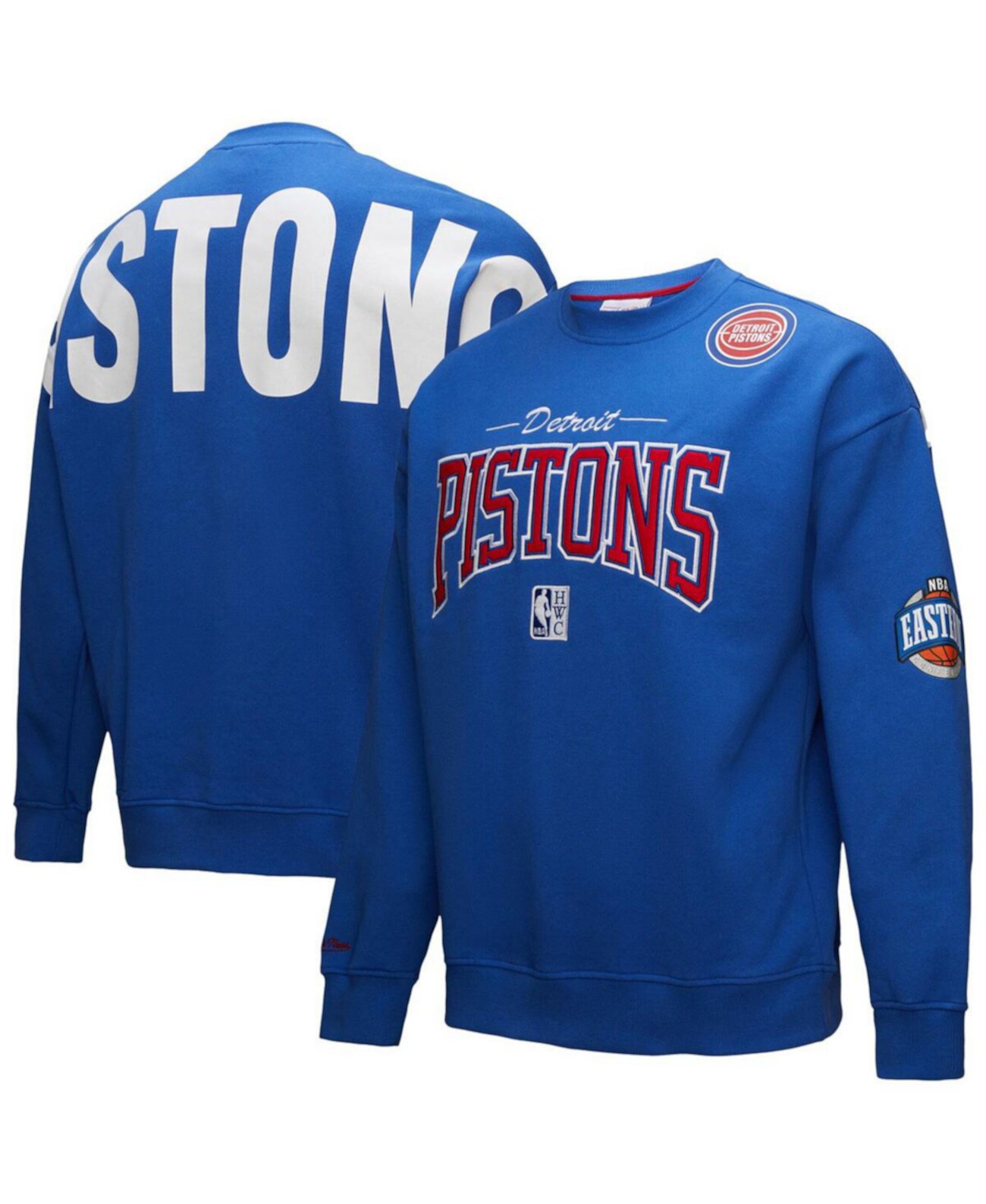 Men's Blue Detroit Pistons Hardwood Classics There Back 2.0 Vintage Pullover Sweatshirt Mitchell & Ness