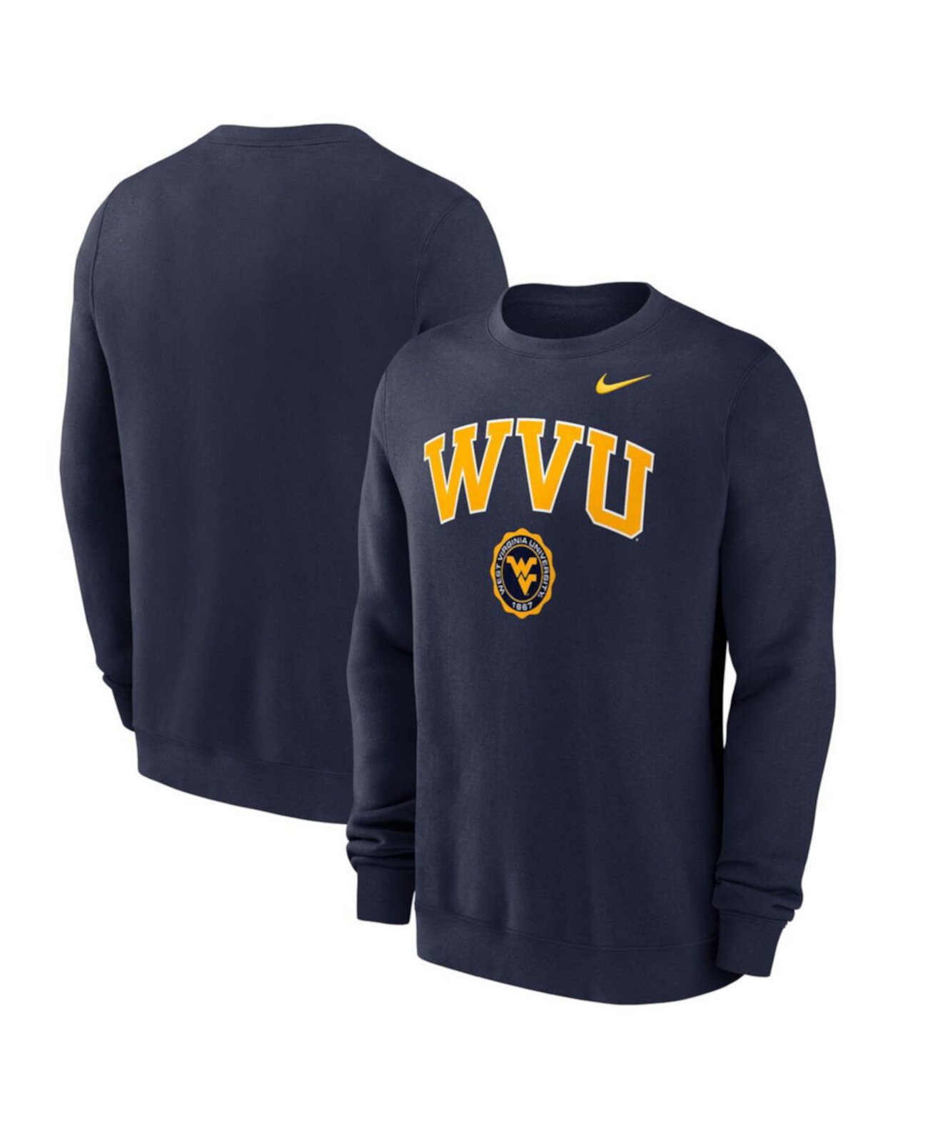 Men's Navy West Virginia Mountaineers Arched Seal Pullover Sweatshirt Nike