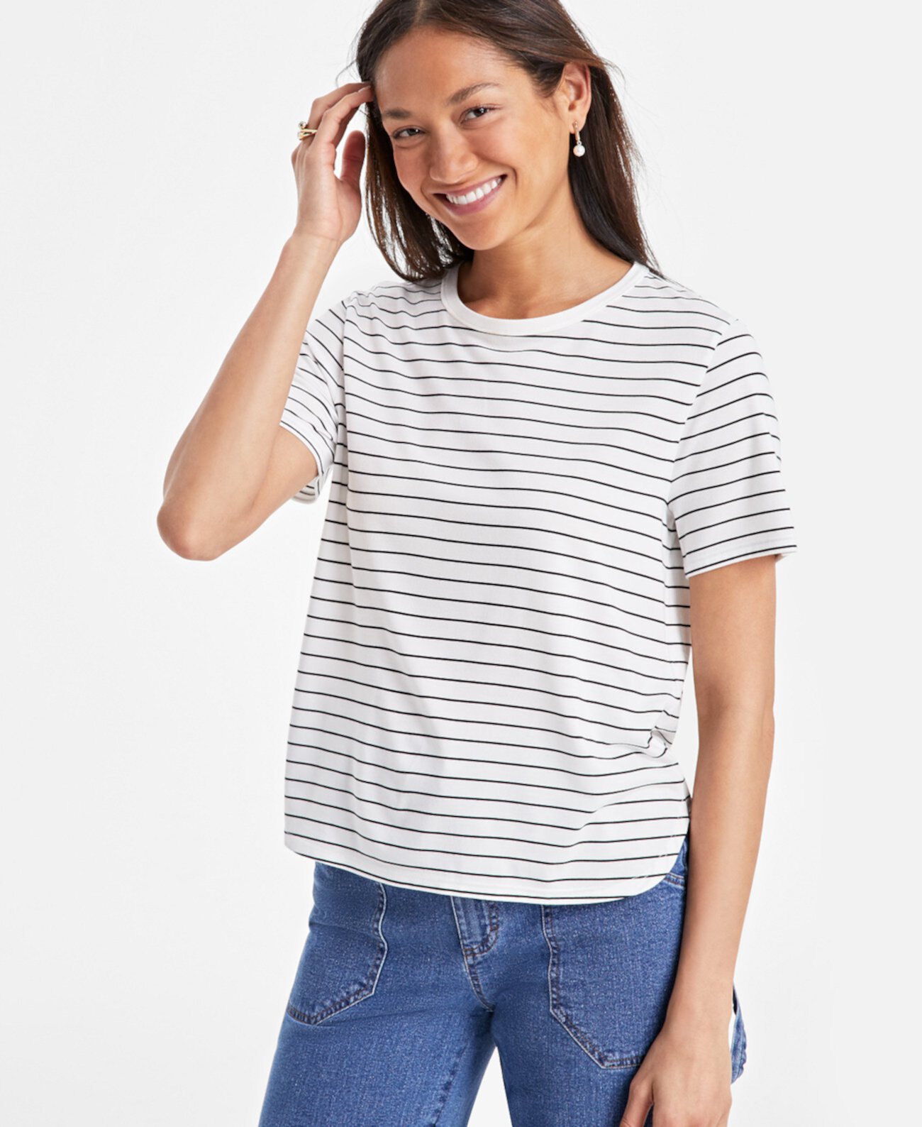 Women's Hi-Low Square Hem Tee, Exclusively at Macys' On 34th