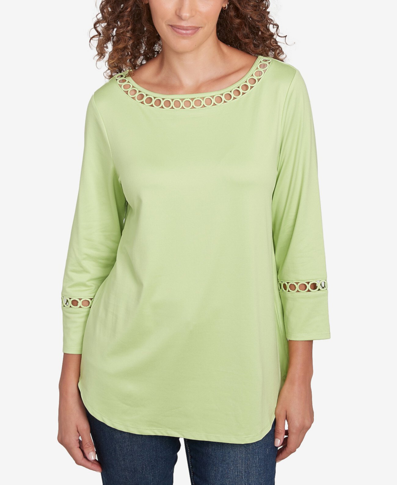 Petite Solid Stretch Jersey Three Quarter Sleeve Top Ruby Rd.