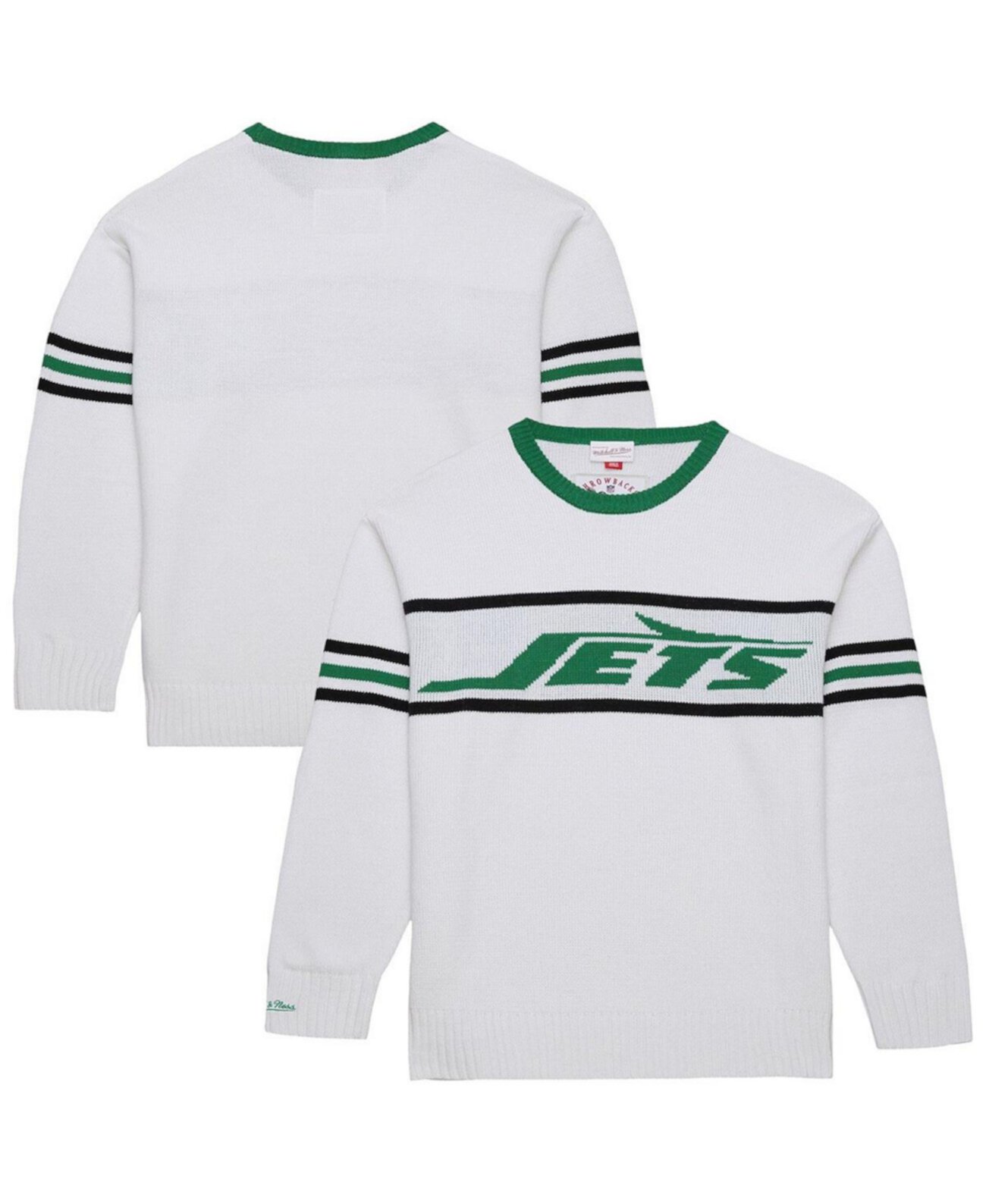 Men's White New York Jets Throwback 1984 Pullover Sweater Mitchell & Ness