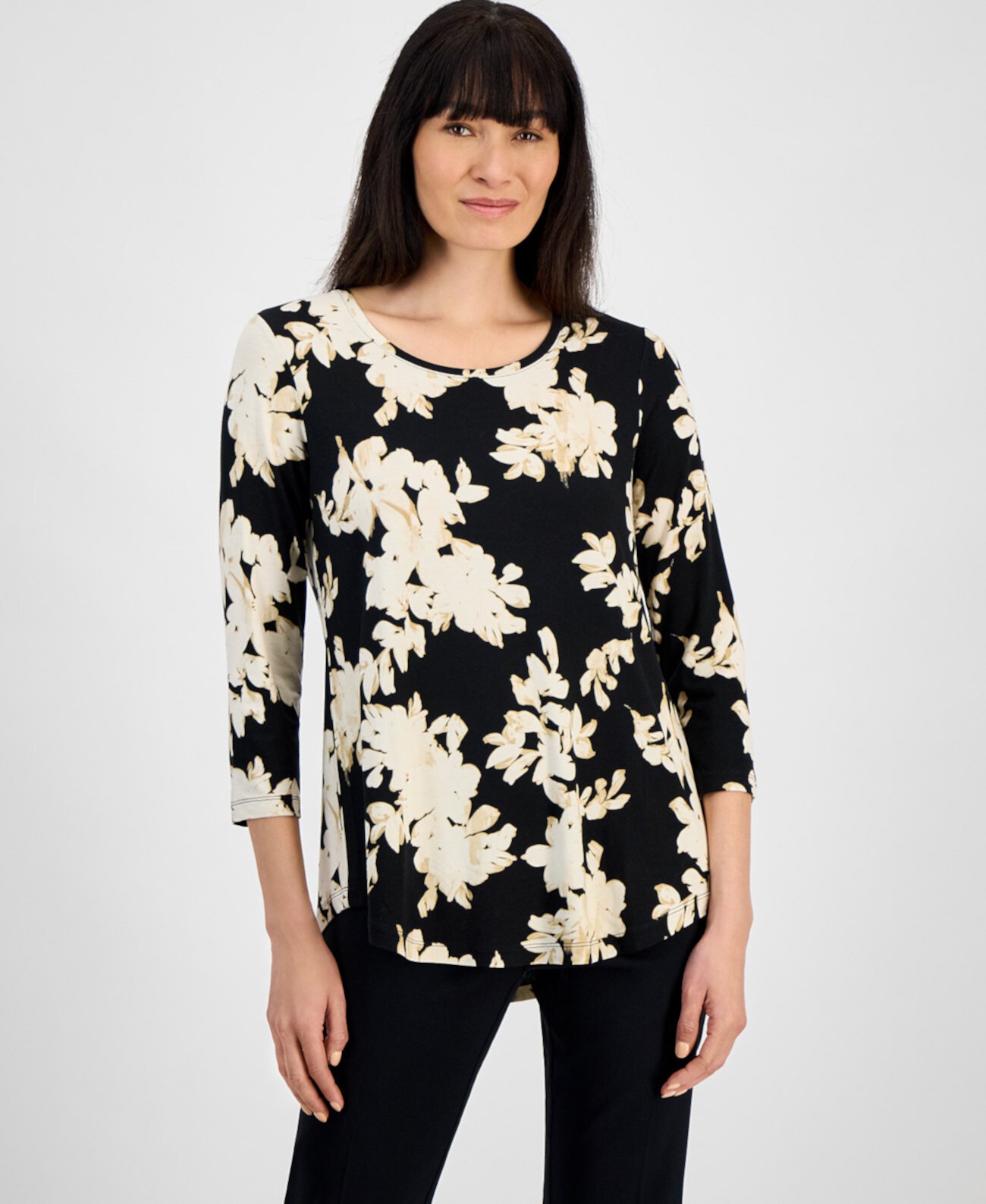 Women's Printed 3/4-Sleeve Top, Exclusively at Macy's J&M Collection