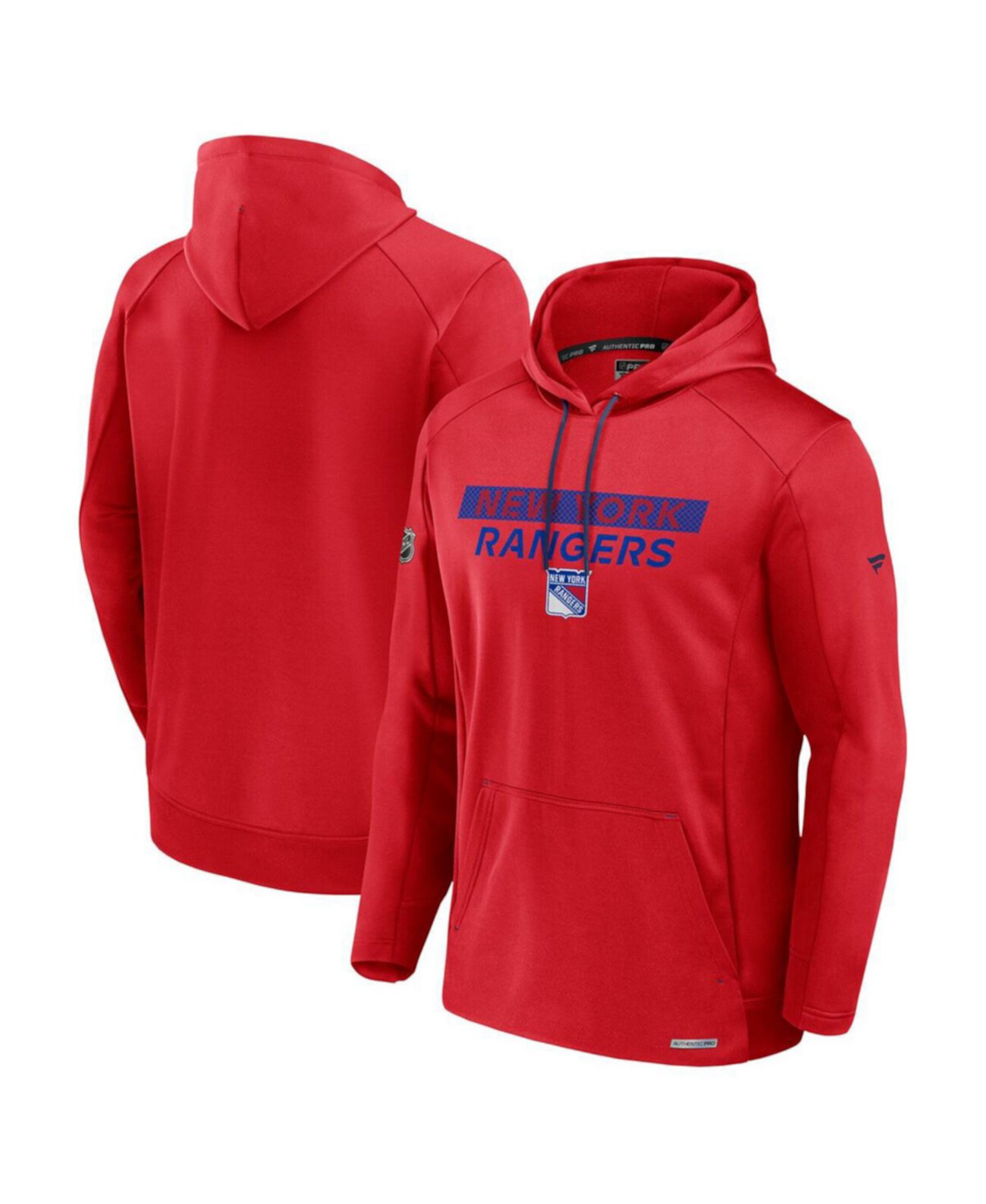 Men's Red New York Rangers Authentic Pro Rink Fleece Pullover Hoodie Fanatics