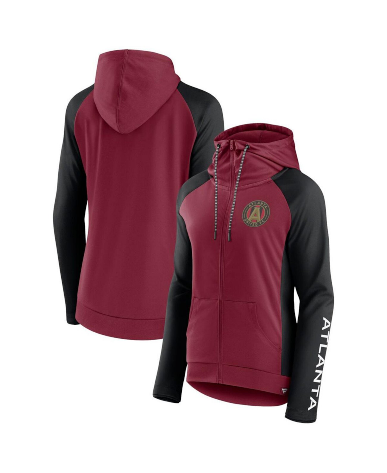 Women's Red/Black Atlanta United FC Iconic Raglan Full-Zip Hoodie Fanatics