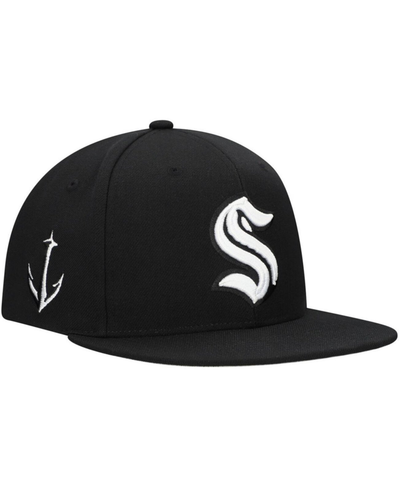 Men's Black Seattle Kraken Team Snapback Hat Mitchell & Ness