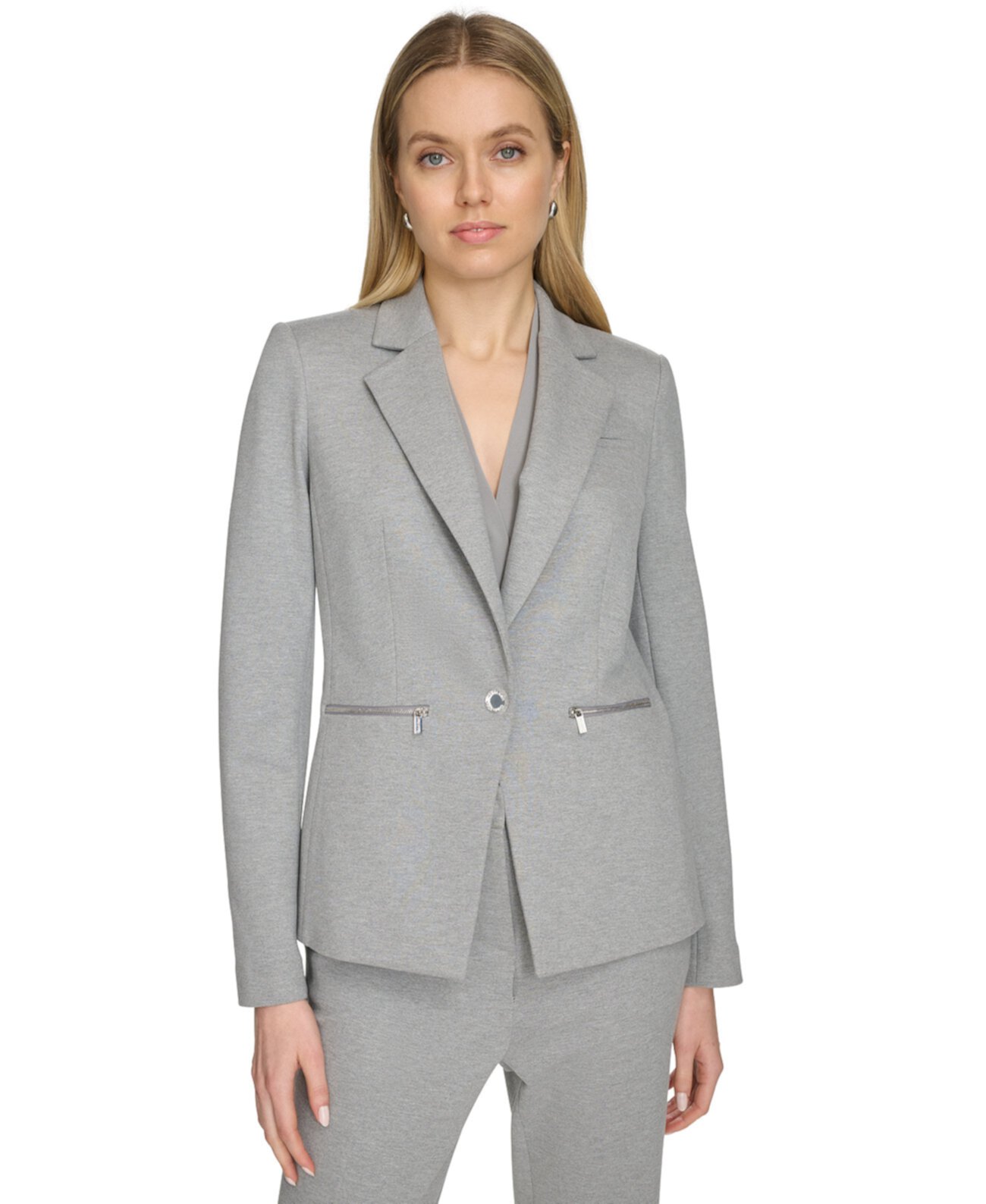 Women's Ponte One-Button Blazer Calvin Klein