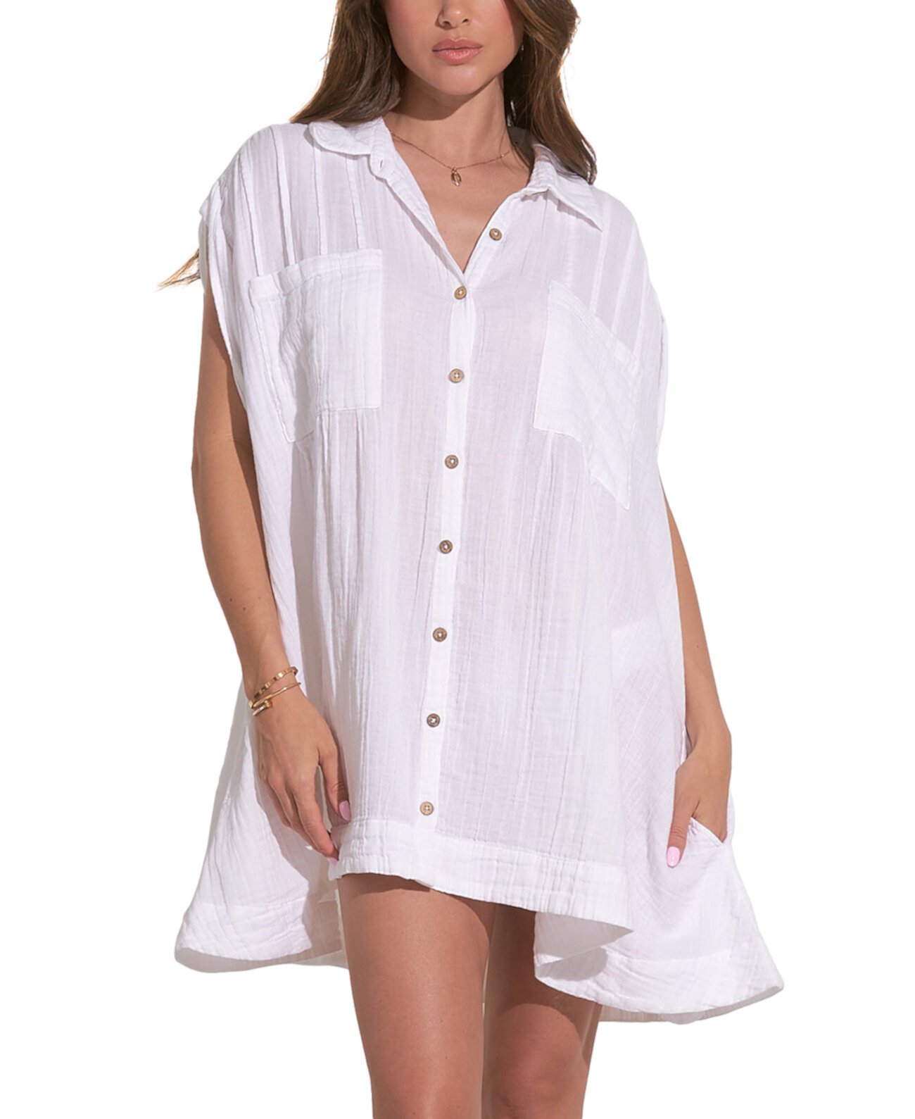 Women's Cotton Collared Button-Down Dress Elan