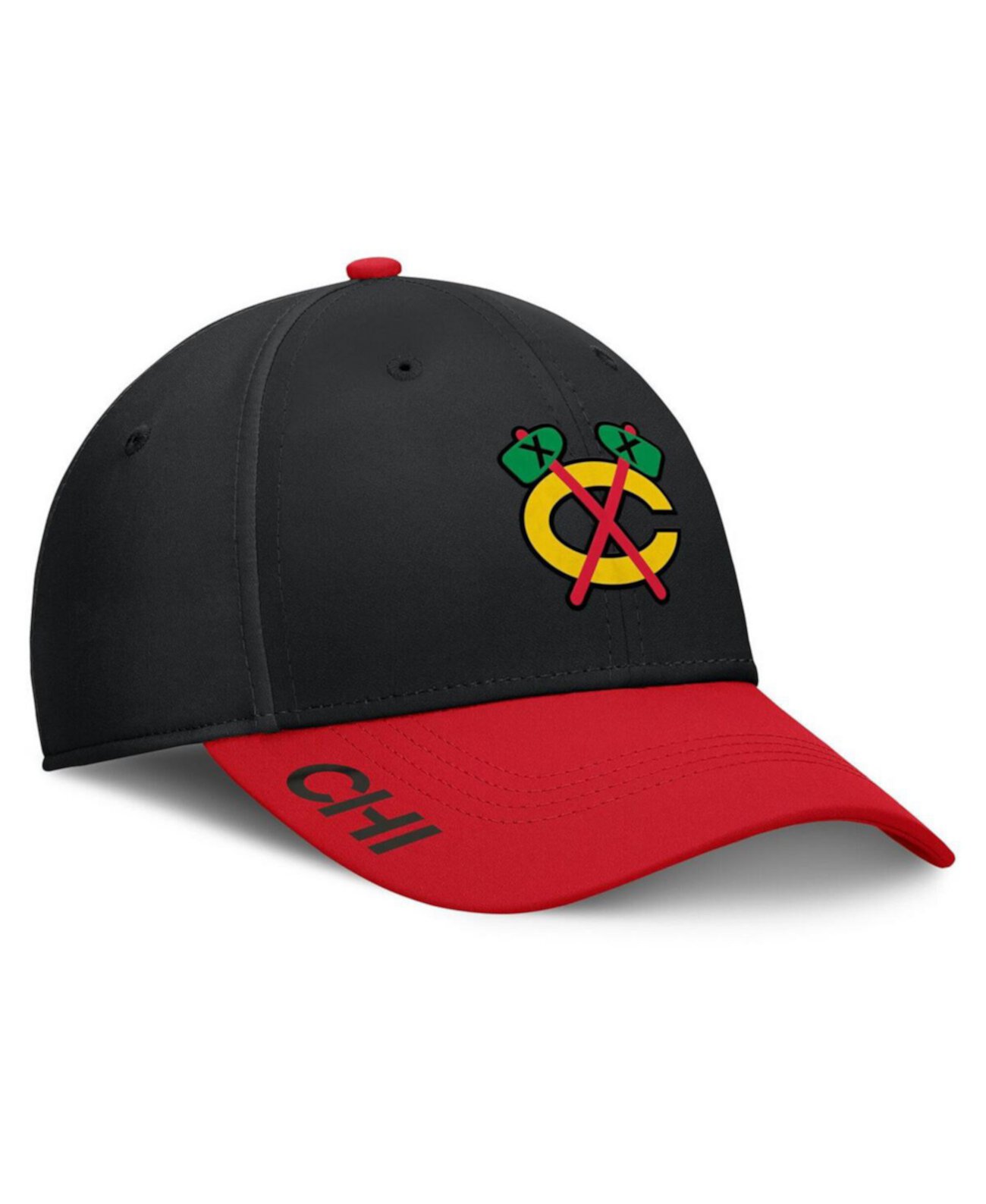 Men's Black/Red Chicago Blackhawks Authentic Pro Rink Flex Hat Fanatics