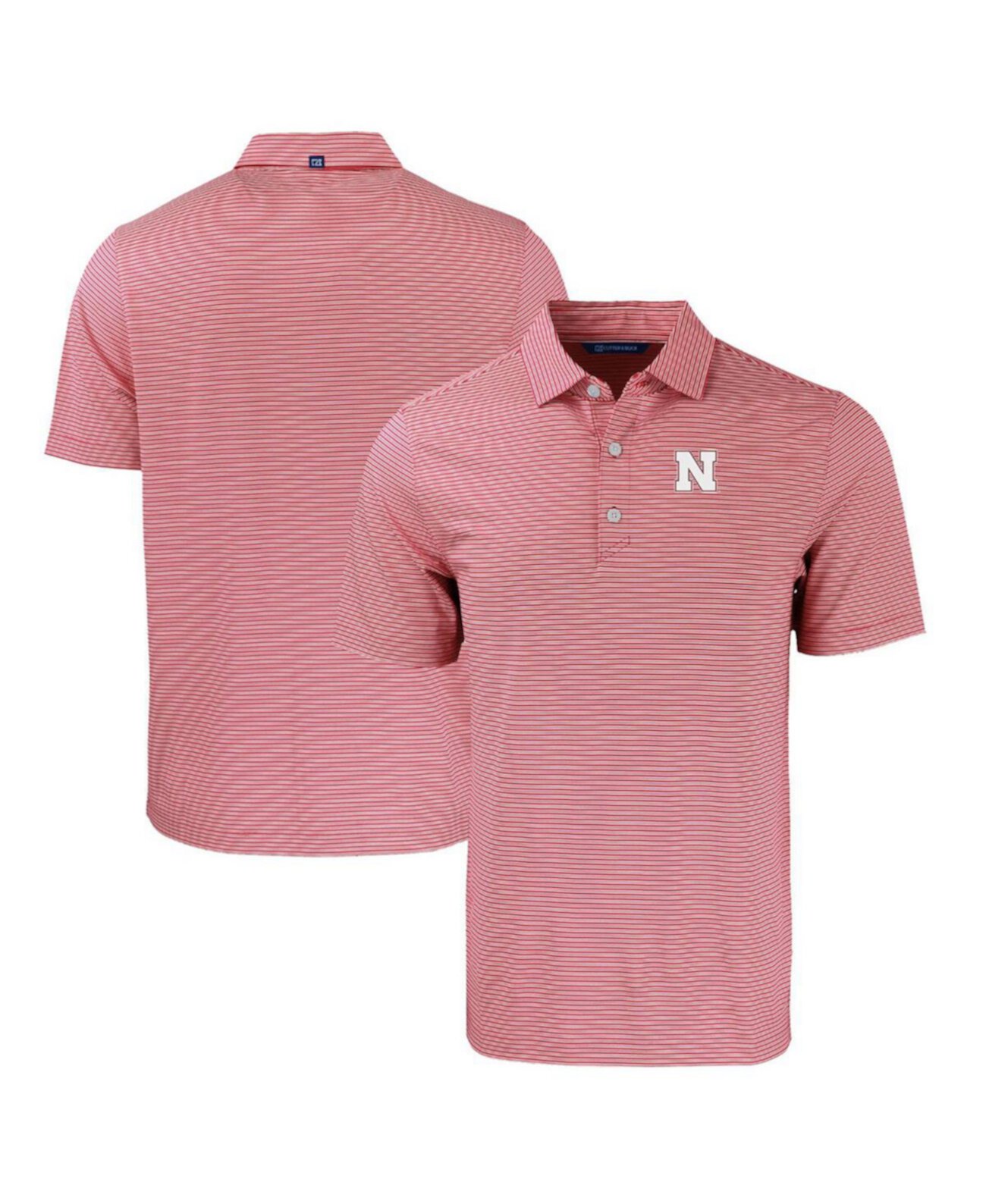 Men's Nebraska Huskers Forge Eco Double Stripe Stretch Polo Cutter & Buck