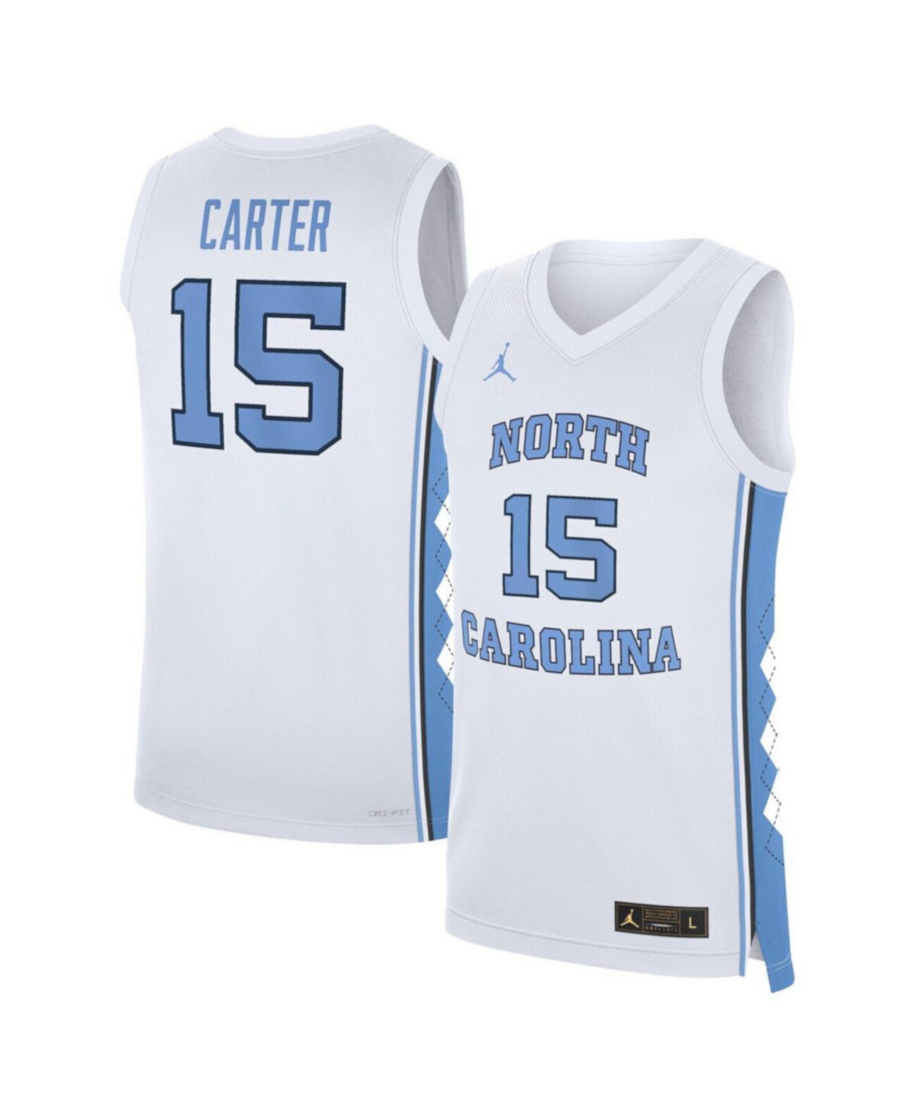 Men's Vince Carter White North Carolina Tar Heels Replica Basketball Jersey Jordan