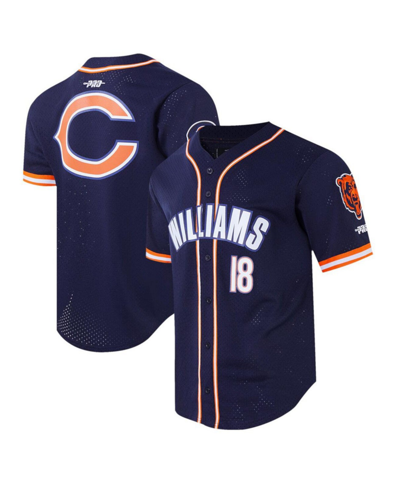 Men's Caleb Williams Navy Chicago Bears Mesh Button-Up Baseball Jersey Pro Standard