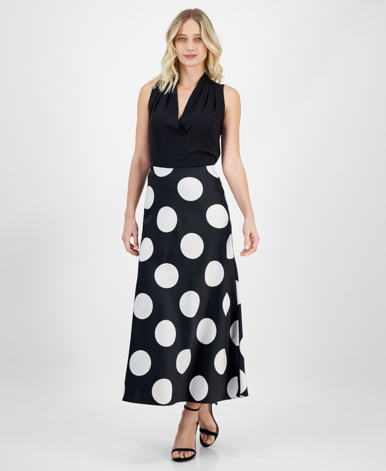 Women's Dot-Print Pull-On Midi Skirt Anne Klein