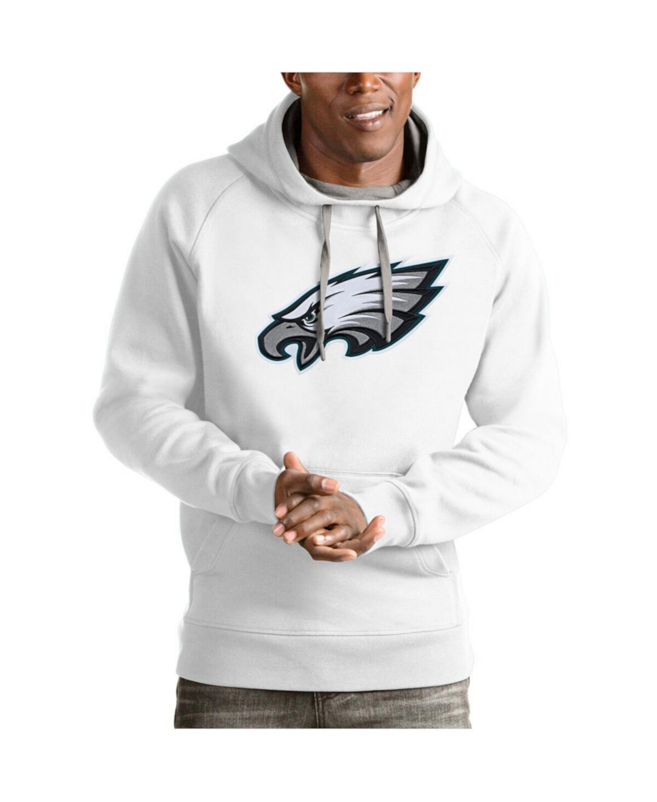 Men's White Philadelphia Eagles Victory Pullover Hoodie Antigua