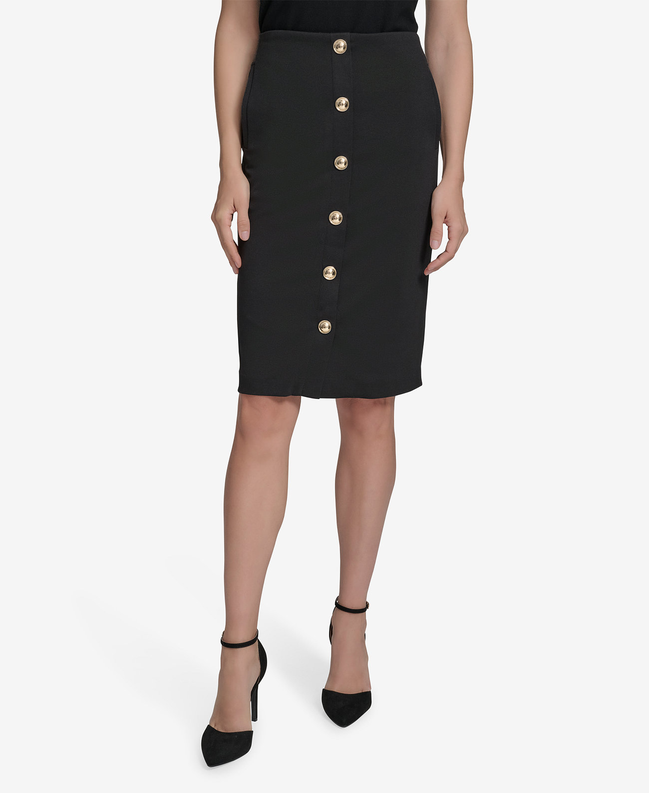 Women's Ponte Button-Detailed Pencil Skirt Halston