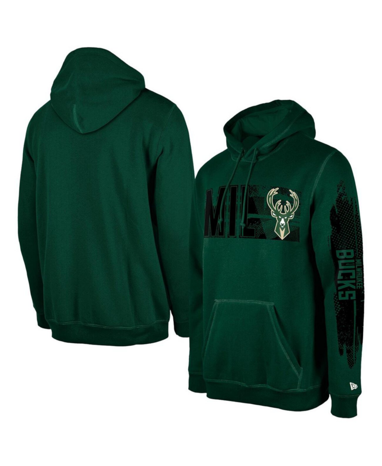 Men's Milwaukee Bucks Hunter Green Tip-Off Collection Pullover Hoodie New Era