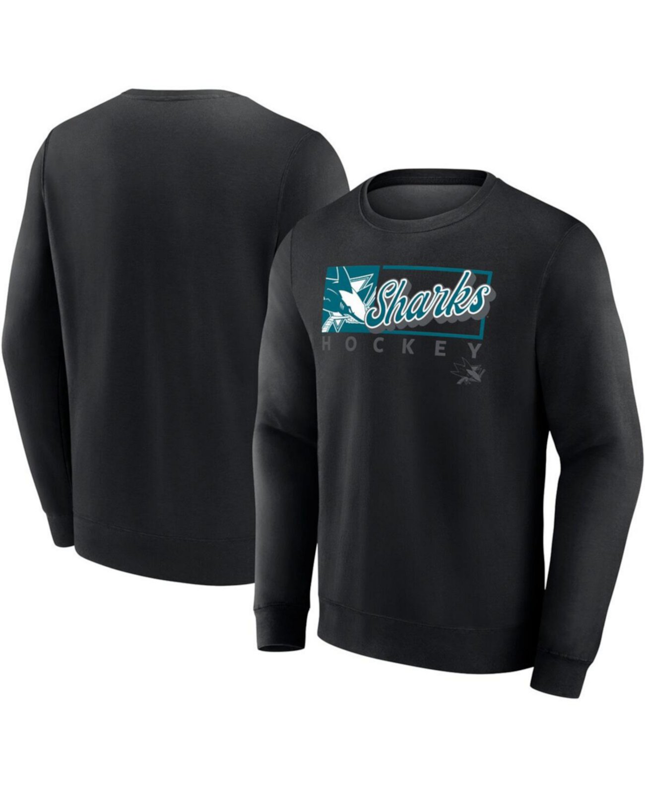 Men's Black San Jose Sharks Focus Fleece Pullover Sweatshirt Fanatics