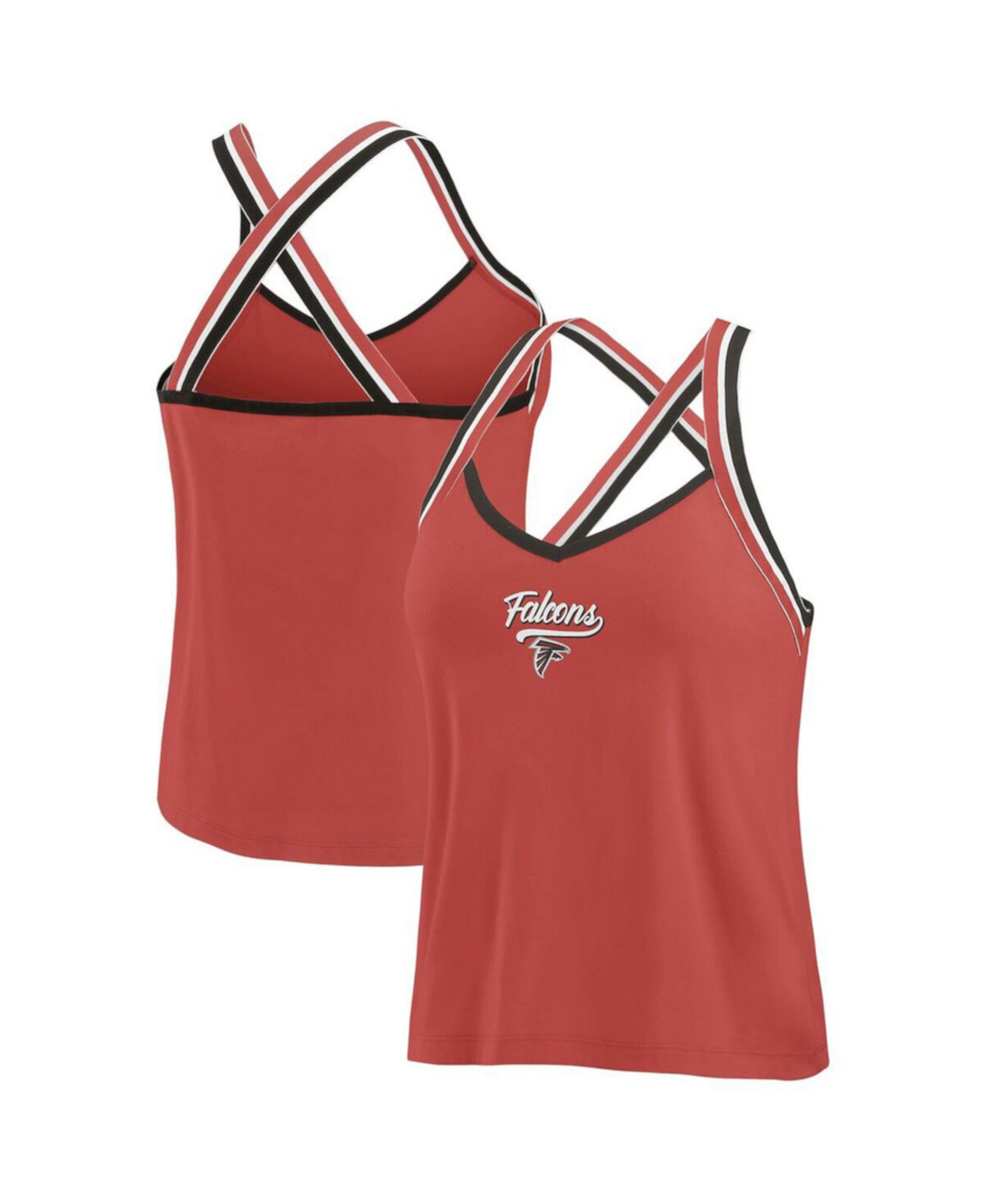 Women's Red Atlanta Falcons Cross Strap Tri-Blend Tank Top WEAR by Erin Andrews