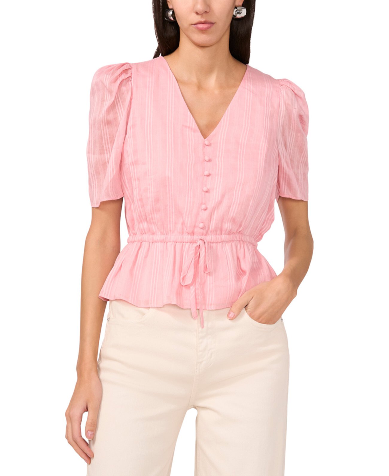 Women's Puff-Sleeve Peplum Top 1.State