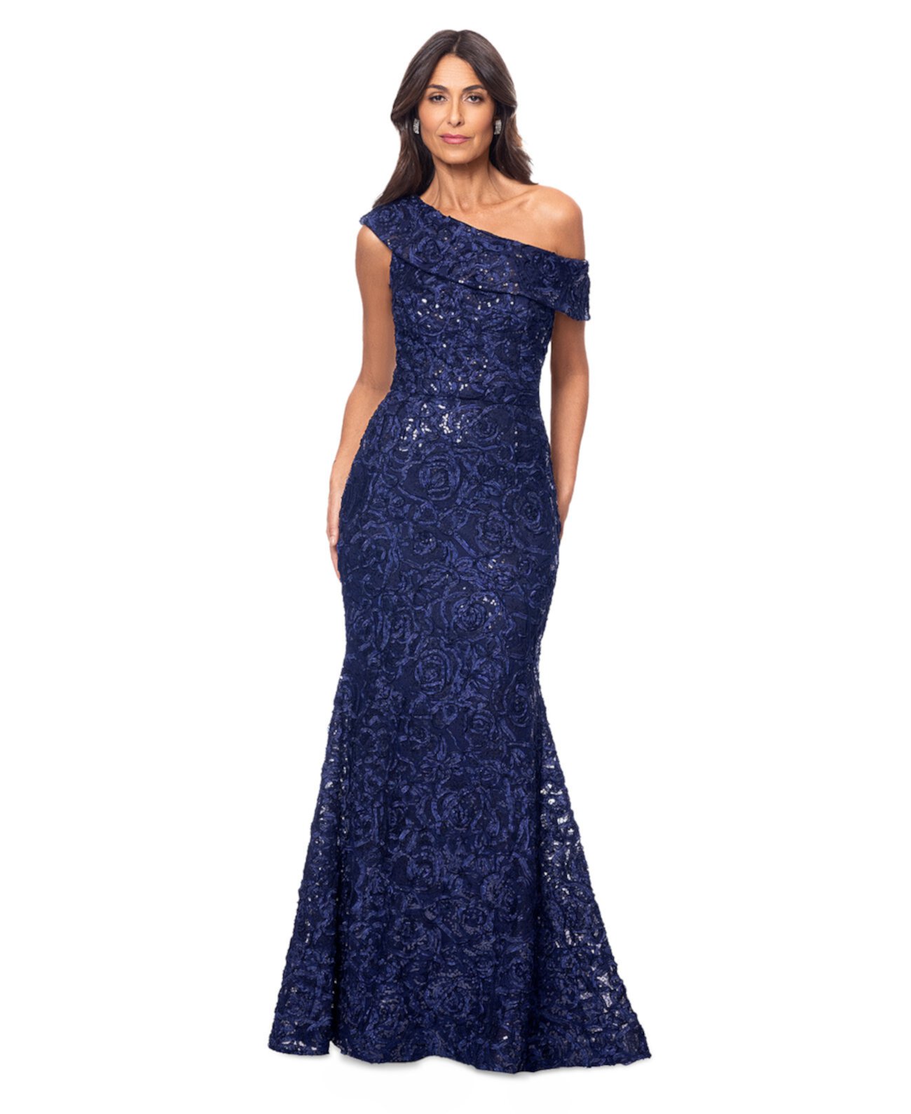 Women's Sequined Lace One-Shoulder Gown Xscape