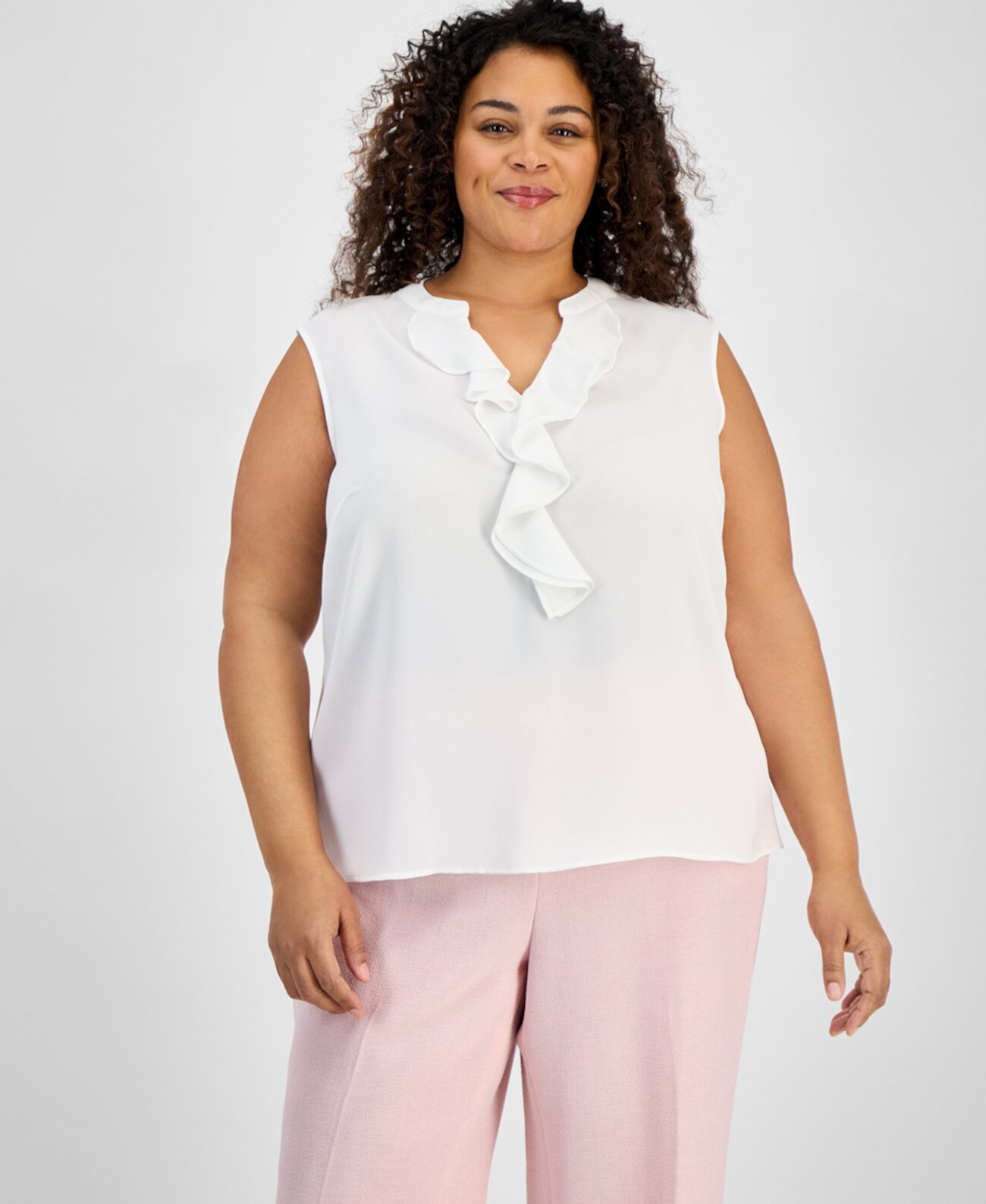 Plus Size Ruffle-Trim Sleeveless Top Kasper