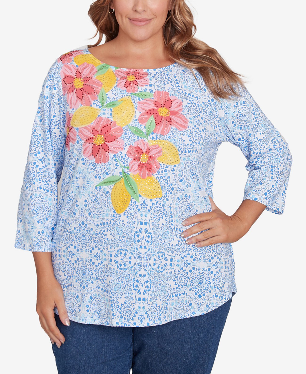 Plus Size Medallion Bold Floral Top Ruby Rd.