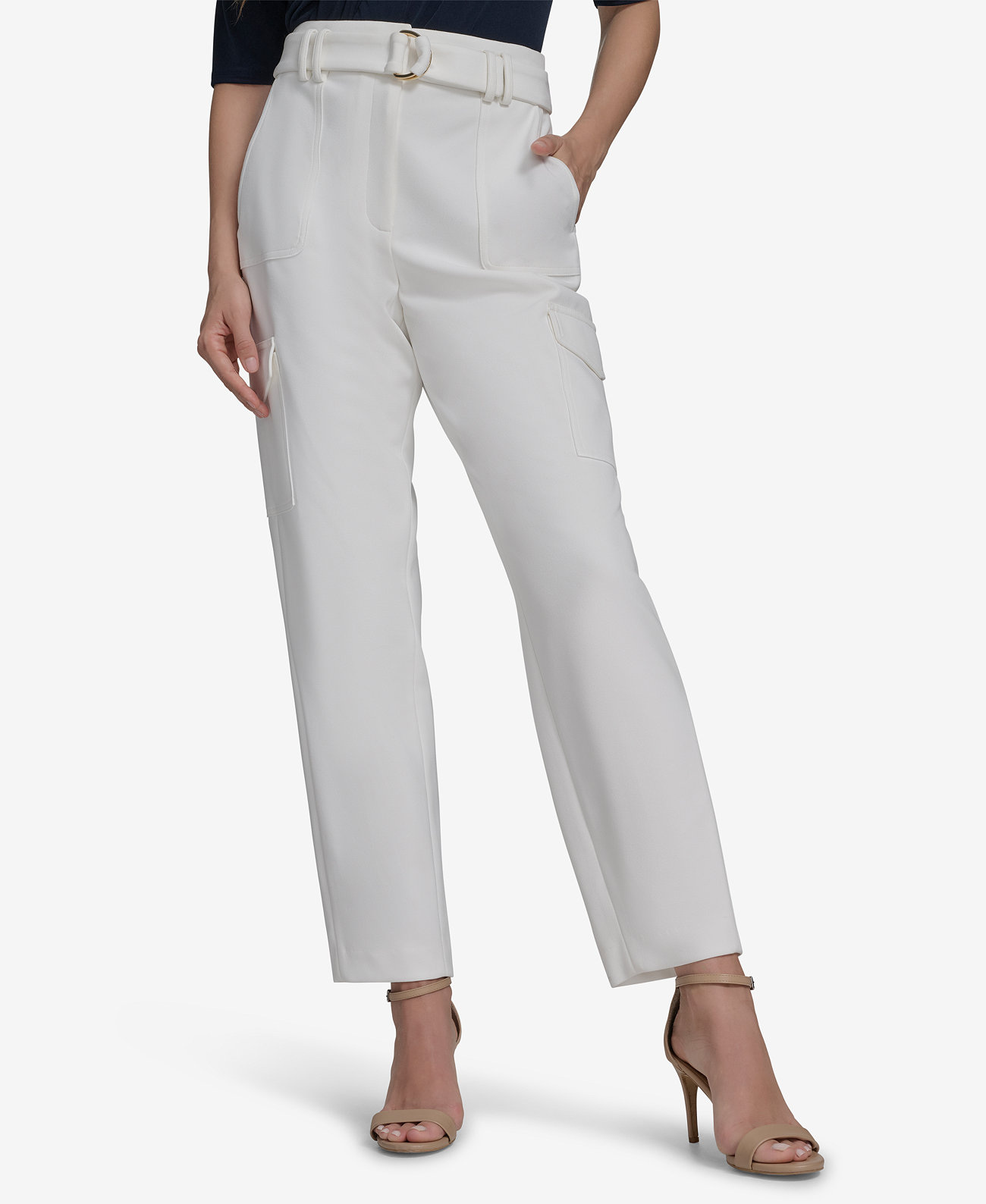 Women's Scuba Straight-Leg Cargo Pants Halston