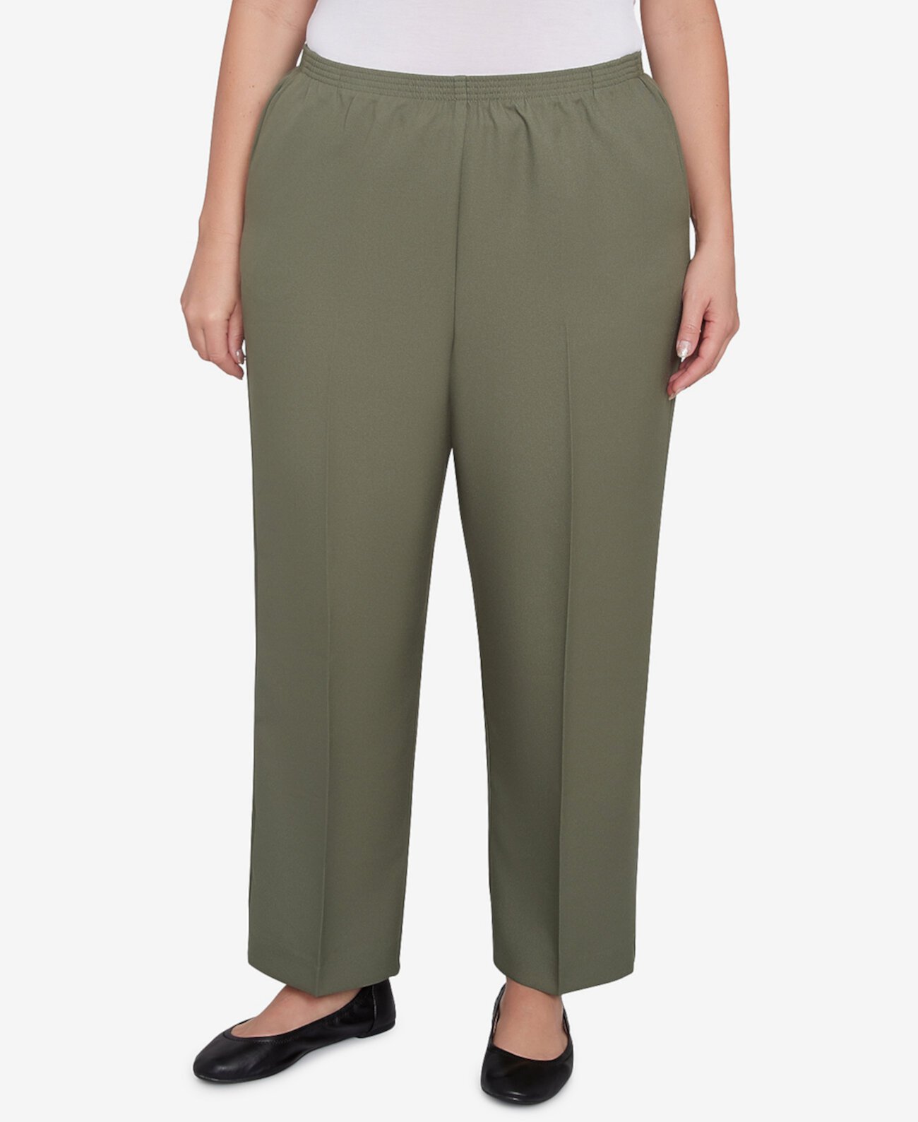 Plus Size Classic All Around Elastic Waist Accord Average Length Pants Alfred Dunner