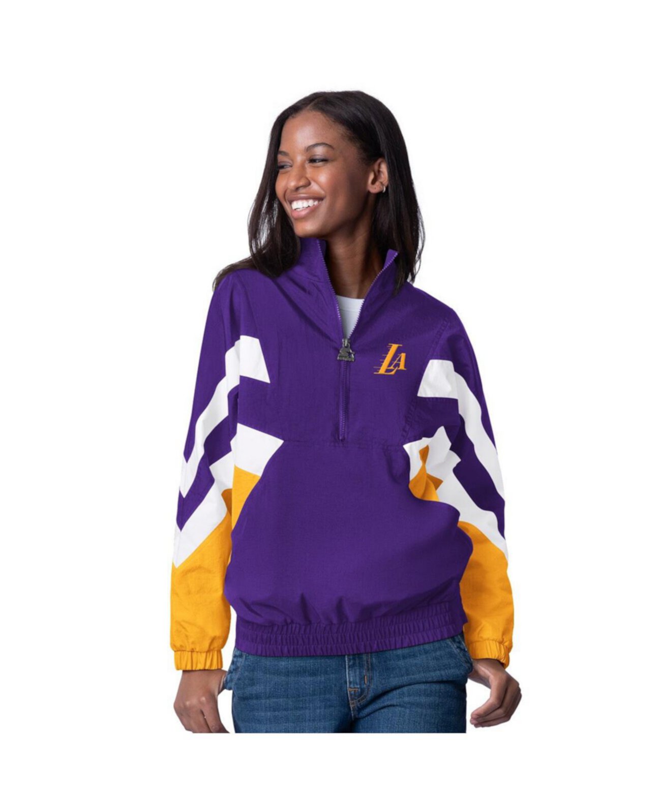 Women's Purple Los Angeles Lakers Renegade Oxford Half-Zip Jacket Starter