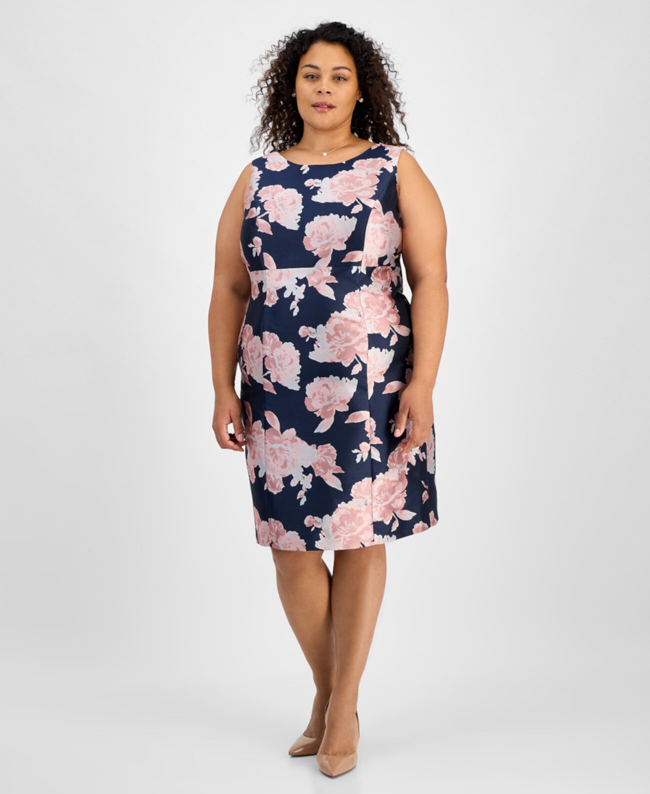 Plus Size Floral Sleeveless Sheath Dress Kasper