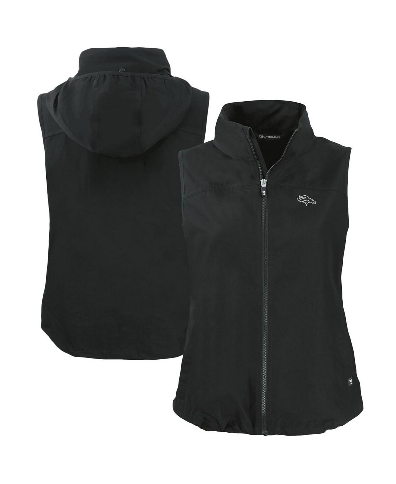 Women's Black Denver Broncos Charter Eco Full-Zip Hoodie Vest Cutter & Buck