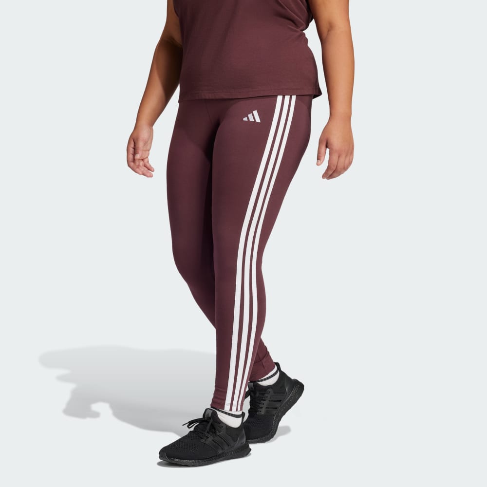 Essentials 3-Stripes Cotton Leggings (Plus Size) Adidas