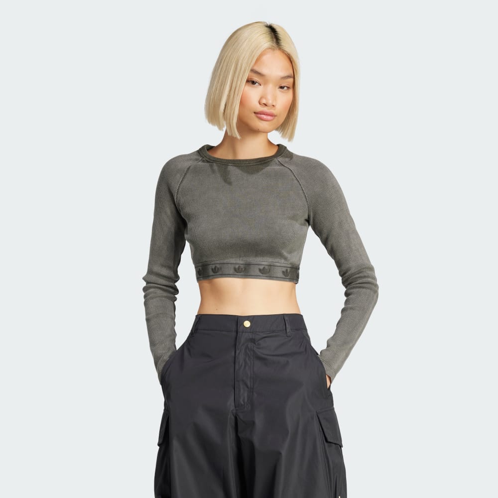 Ribbed Long Sleeve Crop Top Adidas Originals