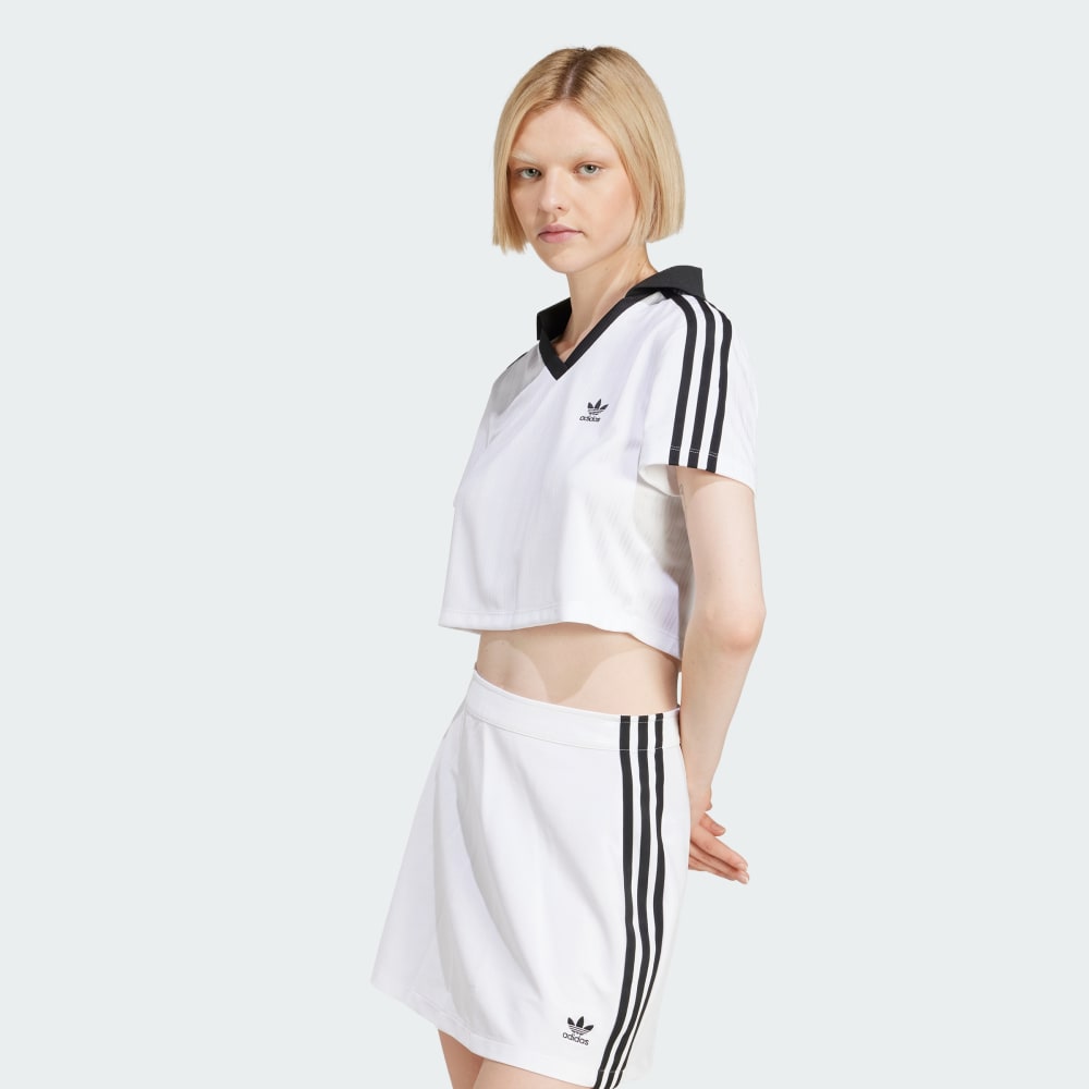 Adicolor Football Jacquard V-Neck Crop Polo Shirt Adidas Originals