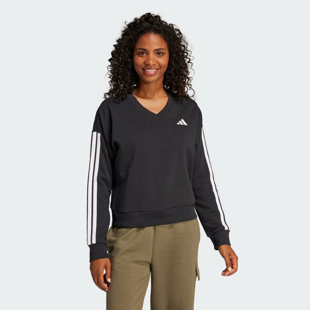 Essentials 3-Stripes French Terry V-neck Sweatshirt Adidas